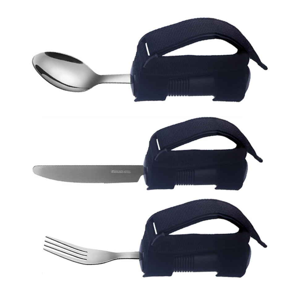 Eating Utensils Adaptive Flatware Set With Non-Slip Handles For Hand Tremors, Disability, Spoon And Fork, Smooth Finish