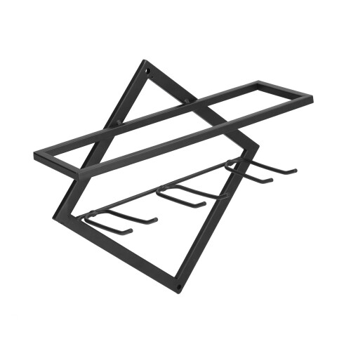 Wall Mounted Wine Rack Black Rhombus Double Hook for Cellar Bar 1