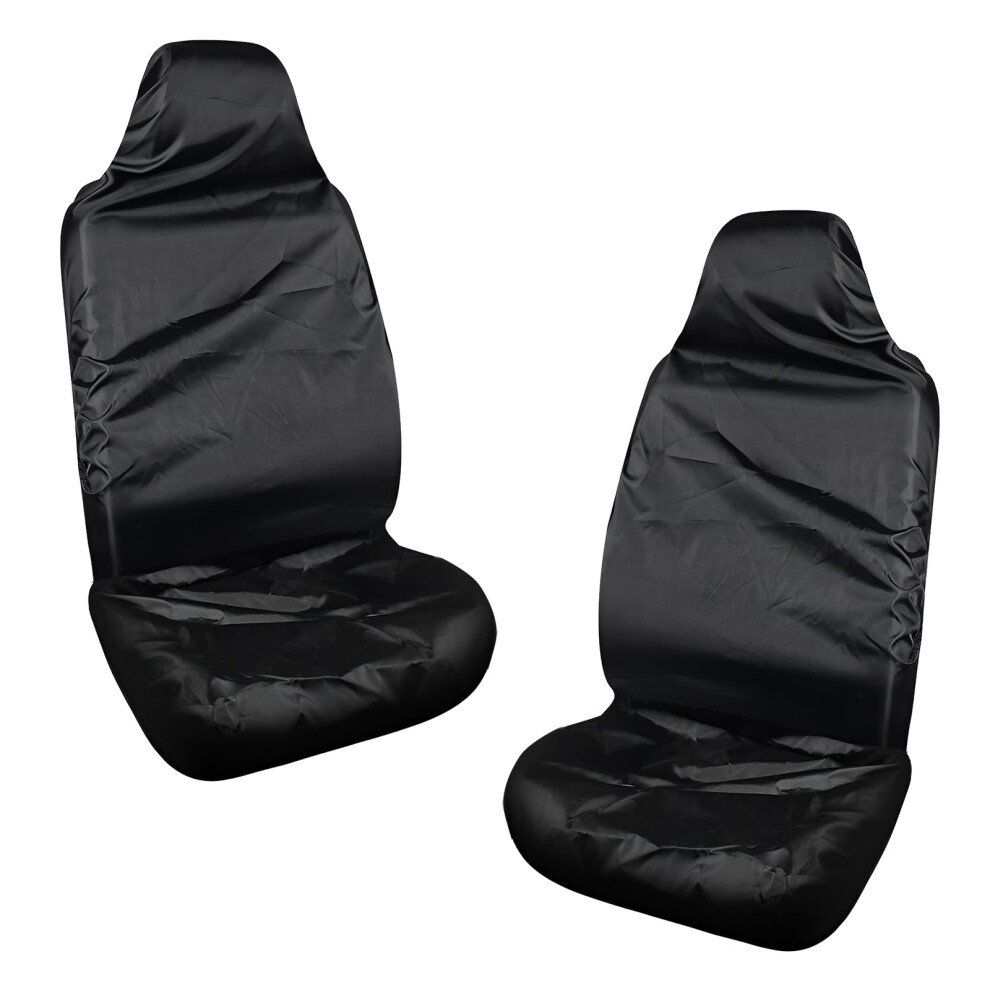 Car Seat Covers 2-Pack Heavy Duty Waterproof Front Seat Protector Universal With Hoop Black 9393856148349