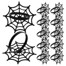 48 Pcs Halloween Spider Web Napkin Rings Metal Black Table Holder