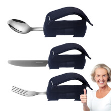 Adaptive Utensils 3X Adaptive Cutlery For Hand Tremors Non-Slip Flatware With Spoon And Fork For Elderly
