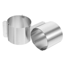 6Pcs Adjustable Stainless Steel Mousse Cake Mold Round Cutter Silver
