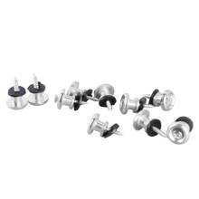 10 Stück Gitarrengurtverschlussknopf Pilzstil Metall verstellbar Silber