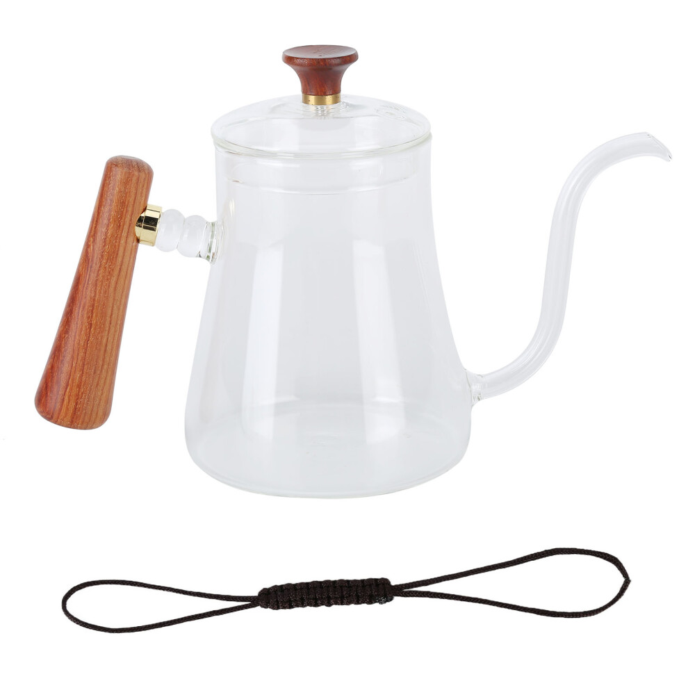 (600ml) Gooseneck Coffee Kettle 600ml Borosilicate Glass Wood Handle-image-OPC-PKY6XJ8-NEW