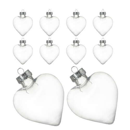 50 Pcs Clear Fillable Plastic Heart Ornaments For Christmas Tree 1