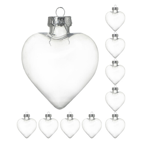 50 Pcs Clear Fillable Plastic Heart Ornaments For Christmas Tree 2
