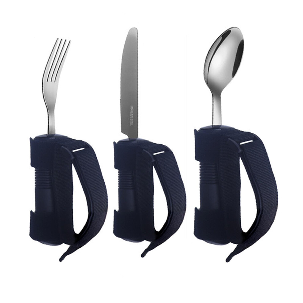 Adaptive Cutlery for Elderly 3X Hand Tremor Friendly Stainless Steel Spoon Fork Set for Muscle Weakness and Disability