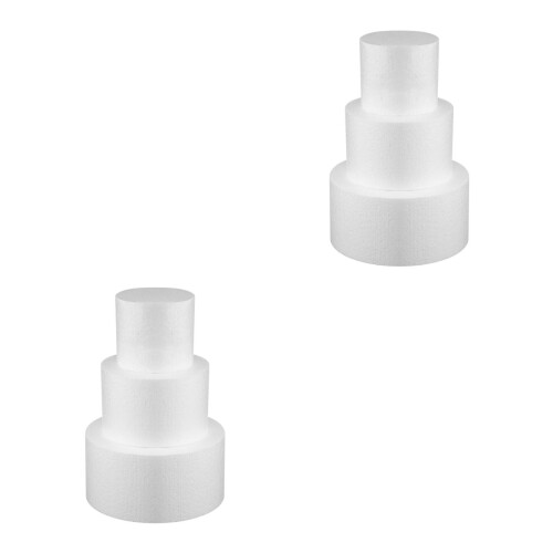 6 Pcs Cake Dummy Models Fake Decor Triple Tier Wedding Rounds White 2