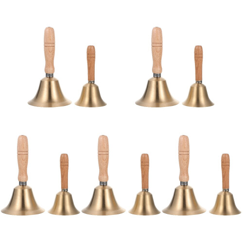 10 Pcs Small Bell With Wooden Handle For School Restaurant Decor 1