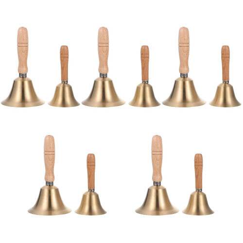10 Pcs Small Bell With Wooden Handle For School Restaurant Decor 2