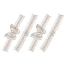 4Pairs White Elastic Lace Garter Belts with Bowknot for Bridal Wedding