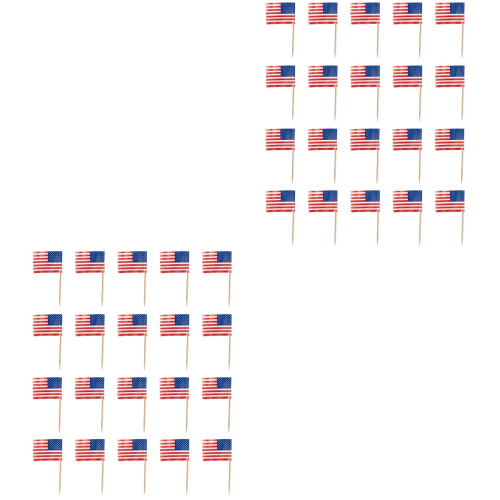 2 Pieces American Toothpick Flag Flags Two Decoration Toothpicks 2