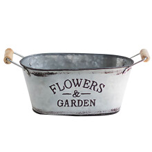 Set Of 2 Vintage Metal Flower Bucket Balustrade Pot Rustic Planter