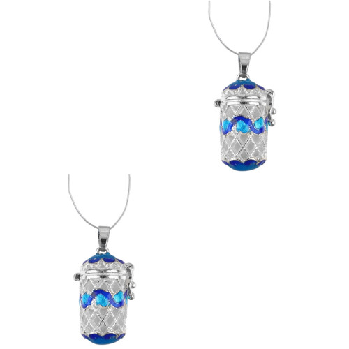 2Pcs Copper Column Hollow Aromatherapy Pendant Solid Holder 2