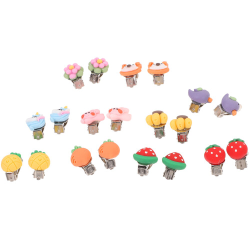 20Paires Boucles Clip-on Filles Déco Créatives Confortables 2