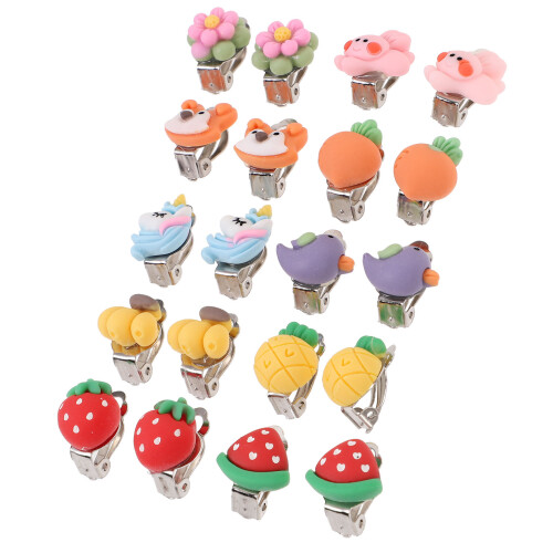 20Paires Boucles Clip-on Filles Déco Créatives Confortables 1