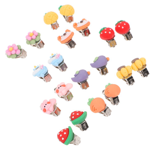 20Paires Boucles Clip-on Filles Déco Créatives Confortables