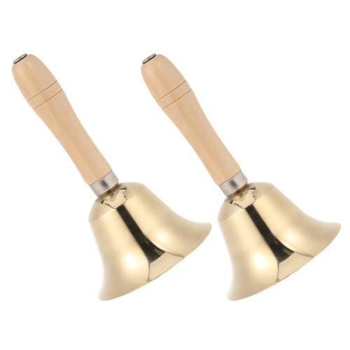 4 Pcs Solid Bell With Wooden Handle 2