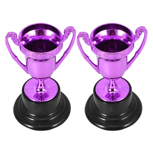 4Pcs Purple Plastic Mini Trophy Cups for Competition and Party Decor
