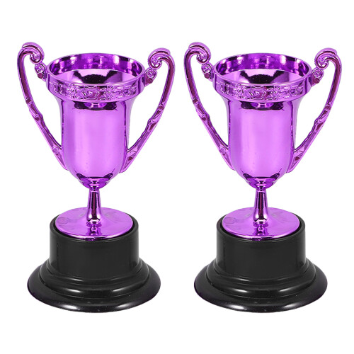 4Pcs Purple Plastic Mini Trophy Cups for Competition and Party Decor 1