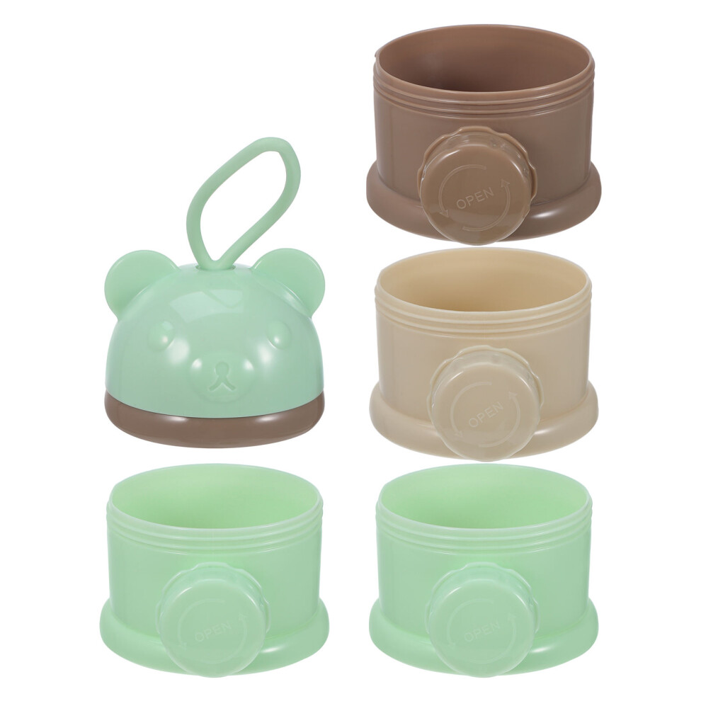 2Pcs Cartoon Infant Milk Powder Container 4 Layer Portable Light/Green Villcase