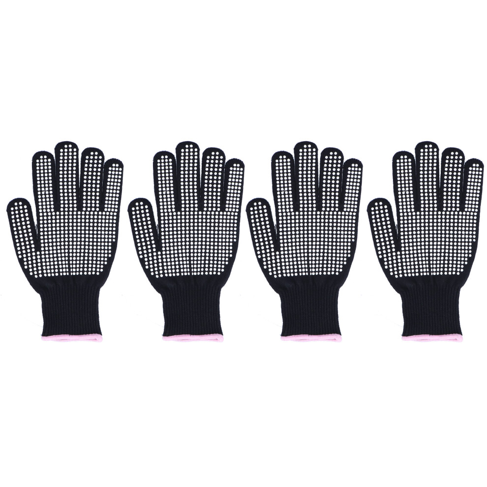 (White Silicone Pink Edge) 4Pcs Heat Resistant Gloves With Silicone Bumps White Edge 685922894441