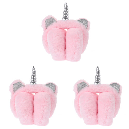 3Pcs Unicorn Horn Plush Earmuffs Adjustable For Winter Fall 1