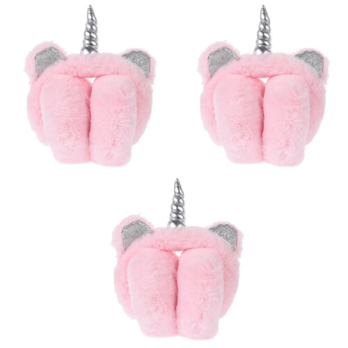 3Pcs Unicorn Horn Plush Earmuffs Adjustable For Winter Fall 2