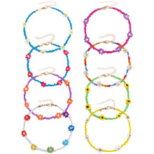 32 Pcs Colorful Beading Flower Bracelets And Anklets For Women
