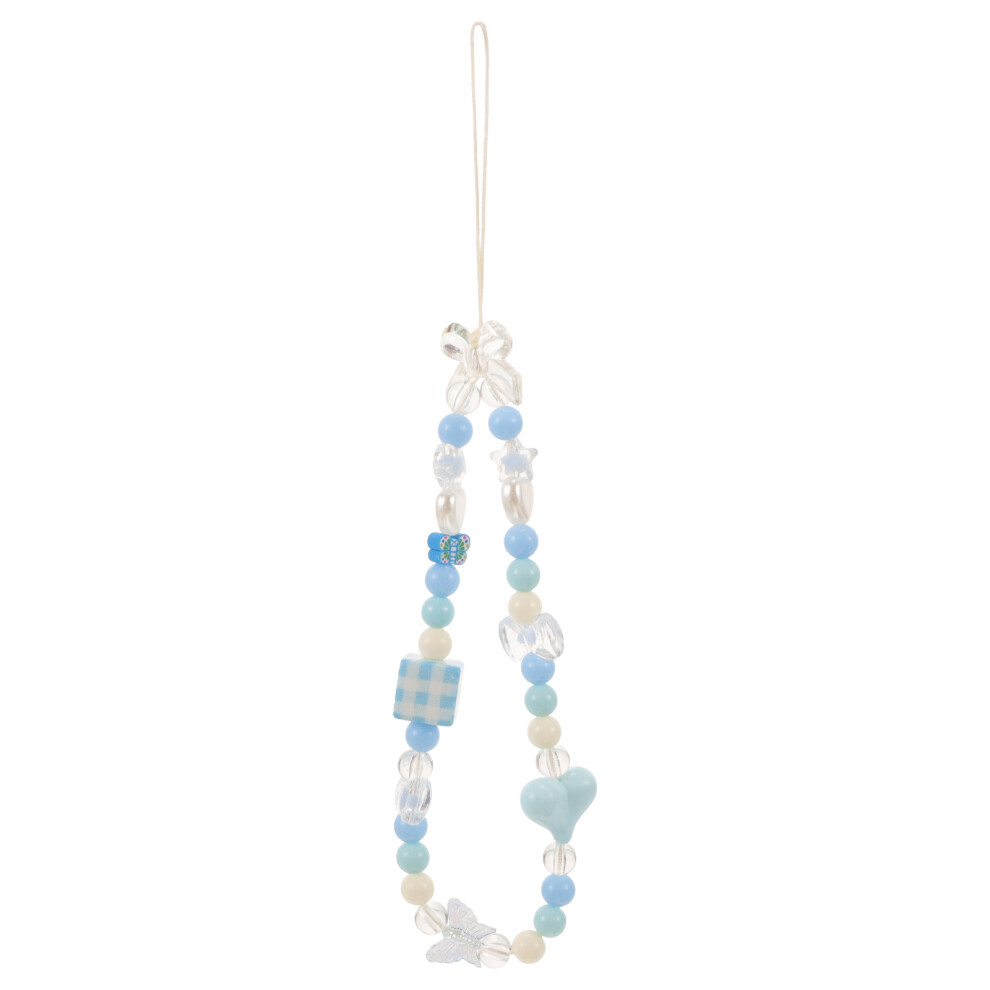 3Pcs Beaded Phone Lanyard With Butterfly Heart Bowknot Charm 034170870972