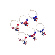 6Pcs American Flag Pattern Wine Glass Rings For Restaurant Hotel Bar
