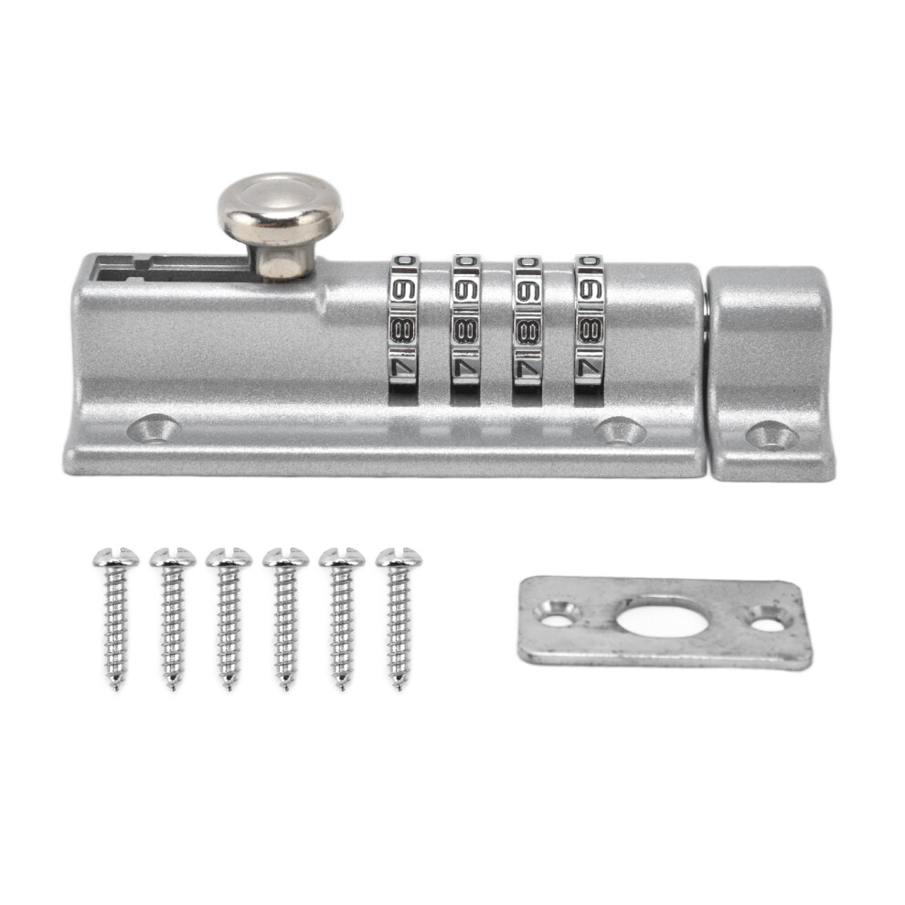 (Black) 4-Digit Combination Lock Bolt For Pool Gate Fence Farm Silver 685922896018