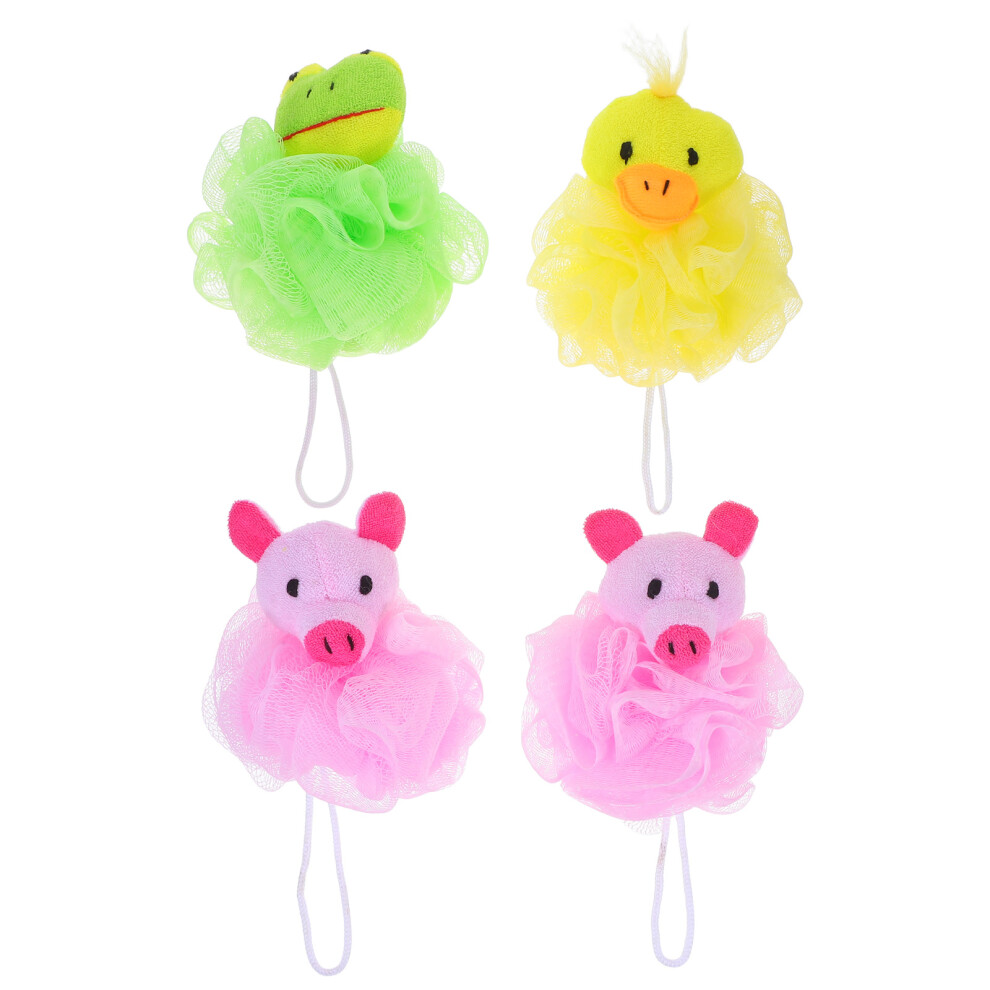 12 Pcs Cartoon Animal Shaped Bath Ball Sponge For Kids Villcase