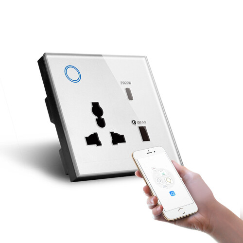 Timed External Socket (Universal 3-Prong Socket USB + PD + WIFI + White, 3-hole) WIFI ...
