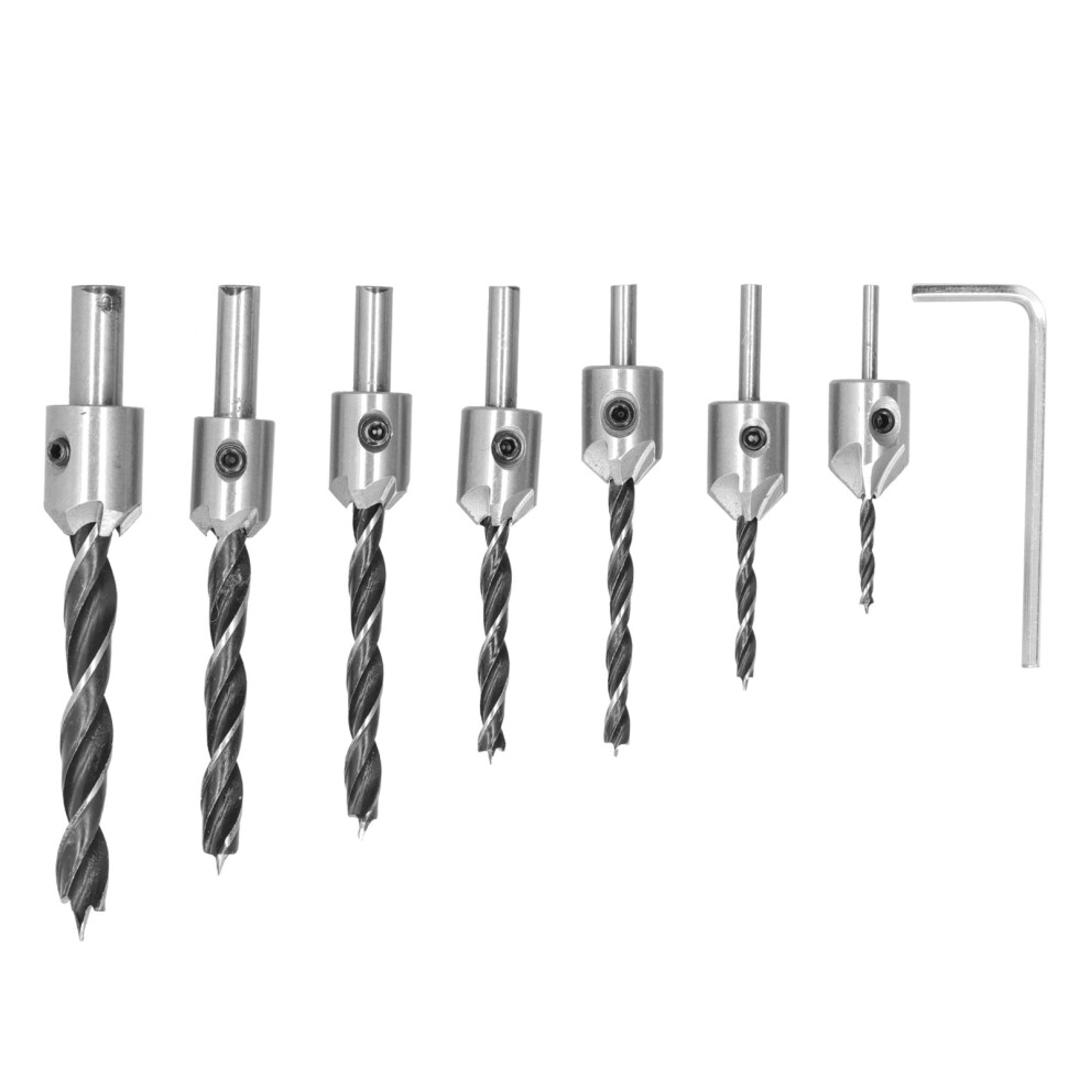 7Pcs Countersink Drill Bits Set Hss For Carpentry 685922896971
