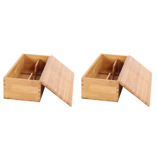 2Pcs Wooden Chopsticks Spoons Storage Box Double Row Thicken Holder 1