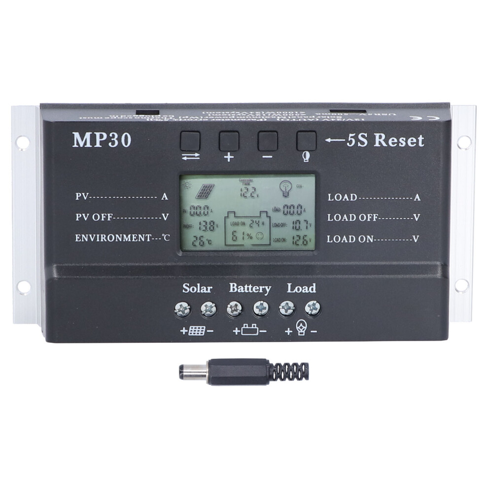 Solar Charge Controller 30A 12/24V Lcd Mppt Pwm Battery Regulator 685922899378
