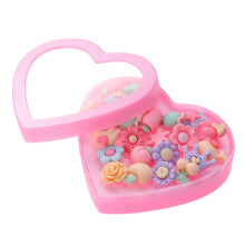 48 Pcs Colorful Flower Ring Set With Heart Box For Girls