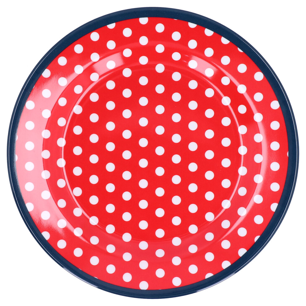 (Red Dot) 9in Porcelain Snack Plate Reusable Lightweight Cake Fruit Red Dot-image-OPC-PKY7K78-NEW