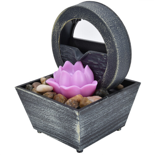 3V USB Plastic Flower Water Fountain LED Tabletop with Stones 1