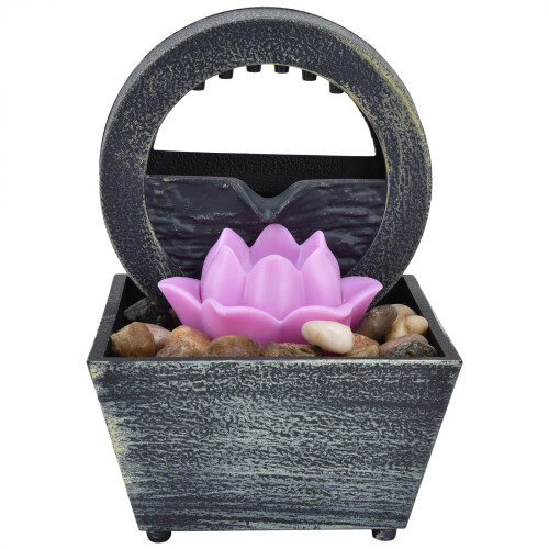 3V USB Plastic Flower Water Fountain LED Tabletop with Stones 2