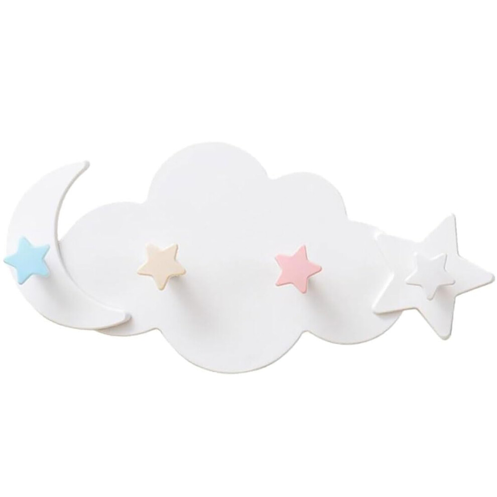 Star And Moon Coat Rack Hooks 1-Piece Plastic Self-Adhesive No-Drill Waterproof Cloud Wall Hooks 4 Hooks Wardrobe