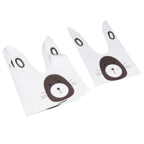 (Mole) 10Pcs DIY Long Ear Candy Cookie Packing Bag Home Bakery Camping