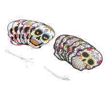 12 Stück Tag der Toten Masken mit Gummiband für Halloween-Horror-Kostüm