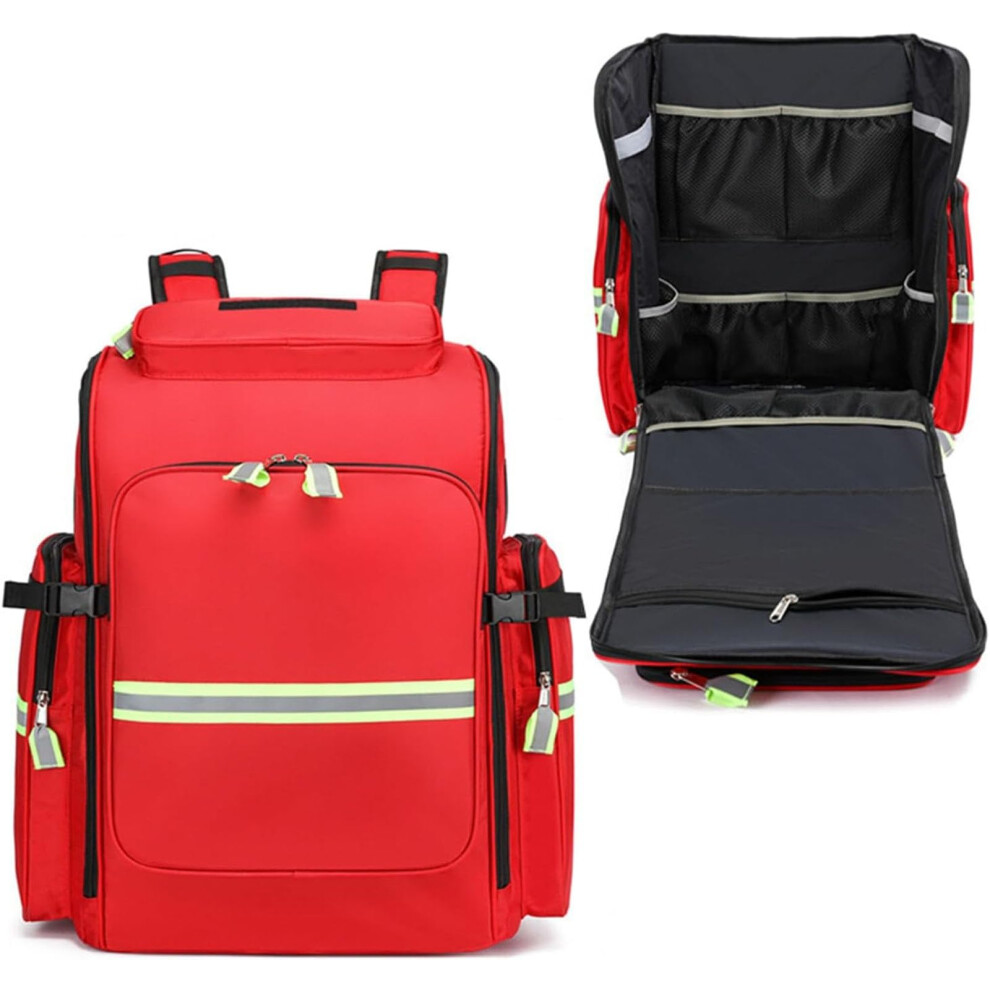 Red First Aid Bag Empty Medical First Aid Backpack With Multiple Compartments Emergency Trauma Bag Home Car Travel Small