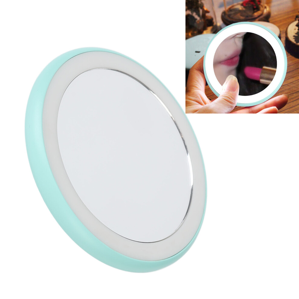 Compact Lighted Makeup Mirror 9cm Green USB Rechargeable