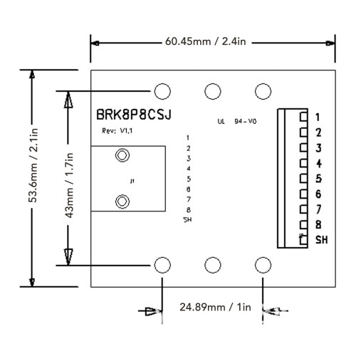 RJ45 Breakout Board Elbow Network Port Converter, ABS Material, DIN Rail Mount 1