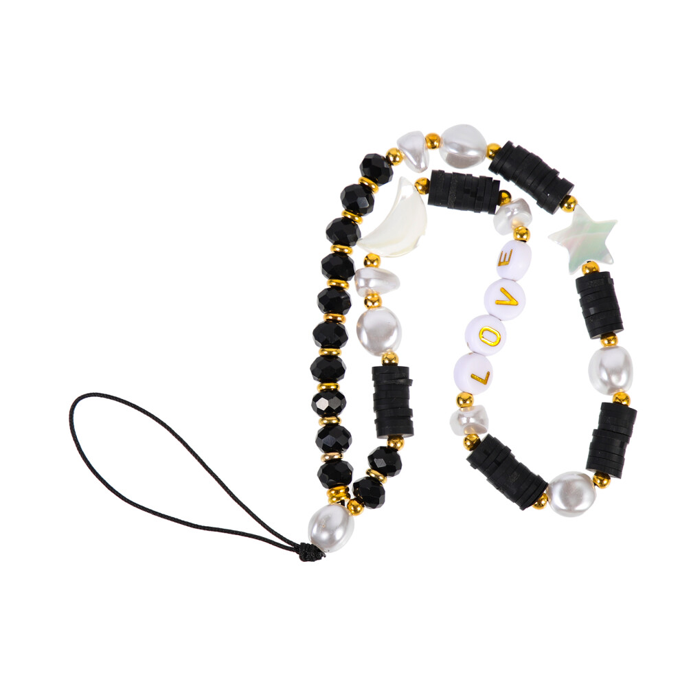 5Pcs Mobile Phone Chain With Star Moon Clay Beads Lanyard Wrist Strap 033759355831