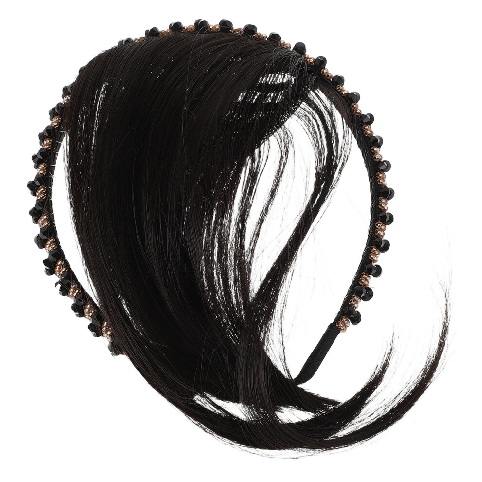 Inoomp Unisex 3Pcs Natural Hair Wig With Headband And Bangs For Women