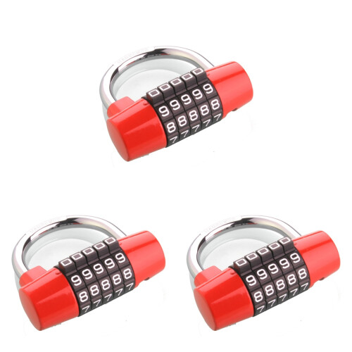 3Pcs 5 Digit Keyless Password Lock For Luggage Door Cabinet Red 1